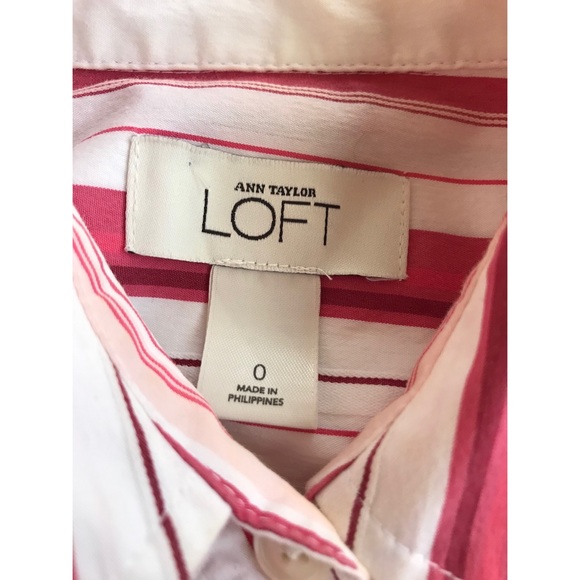 Ann Taylor LOFT Women’s Button Down Rose And White Long Sleeve Top Size 0 - Picture 4 of 5